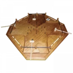 Jeu de marteaux Grands jeu en bois de Tous en Jeu, le jeu de marteaux est un jeu typique des estaminets du Nord de la France. Il est connu aussi sous le nom de "Knockerball rocks" "bobomimine" et "Hamertjesspel" en Belgique. Au XVIème siècle est née l'idée de pratiquer sur une table le jeu médiéval du "clos-porte" ou " billard de terre ". Ce jeu consistait à faire passer une grosse boule de bois à travers des anneaux.