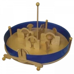 Toupie Ring Grands jeu en bois de Tous en Jeu, le jeu Toupie Ring est un jeu contemporain français signé par Bruno Meifredy. Il s’agit de piloter une toupie géante à travers un labyrinthe de portes. Pour cela, lancer la toupie et c’est parti… A l’aide des poignées, vous commencez à franchir la première porte située en face du lanceur et ainsi de suite dans le sens inverse des aiguilles d’une montre. Piloter relève de l’art.