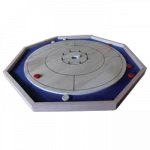 Crokinole - Canada Grands jeux en bois de Tous en Jeu. Jeu d’estaminets et de fabrication artisanale par Marc Gianferrari de la société Terre et Bois. Crokinole est un jeu d'origine canadienne, il est apparu dans les années 1870. Il est issu de différents jeux, comme le "Carrom" (jeu indien), le "Shove a penny" (jeu anglais), le"Knipps brat" (jeu allemand). Le plus ancien plateau de Crokinole connu a été fabriqué par un artisan, Eckhardt Wettlaufer en 1876, dans le comté de Perth, Ontario, Canada. Le nom "Crokinole" dérive du mot "croquinole". , ce qui signifie "biscuit" (anglais britannique, "biscuit") en français québécois.